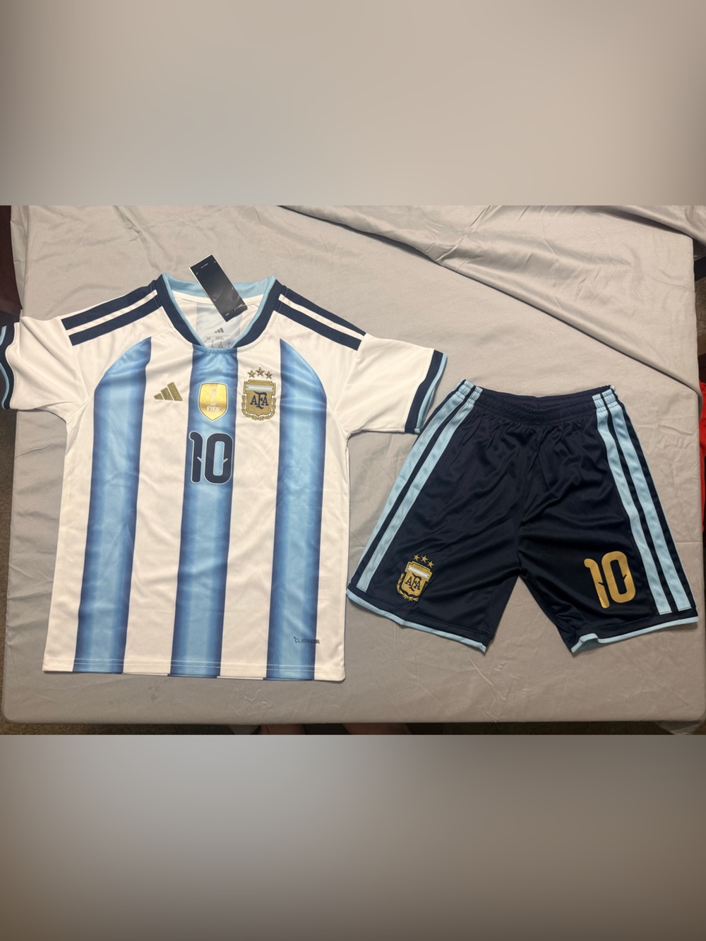 Adidas Argentina Messi #10 Soccer Jersey & Shorts Set NWT Youth 2022